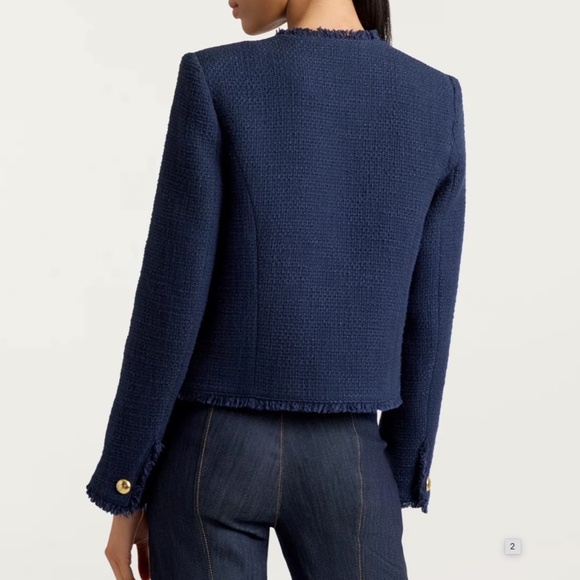 BEST NWT Cinq a Sept 5a7 Christie Jacket - Navy Blue Tweed Cocktail Party - Picture 12 of 13